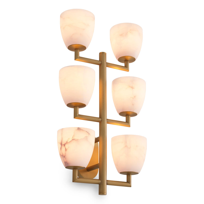 Wall Lamp Valerius Alabaster Antique Brass Finish UL