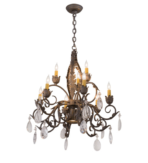 26"W New Country French 9 Lt Chandelier