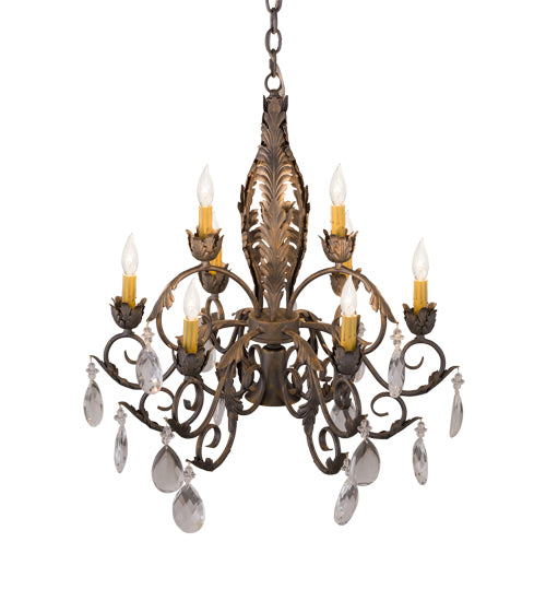 26"W New Country French 9 Lt Chandelier