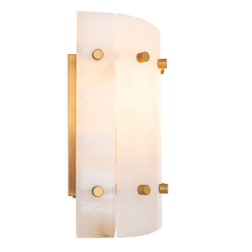 Wall Lamp Blason Single Antique Brass Finish Alabaster UL