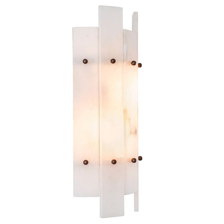 Wall Lamp Caprera Antique Brass Finish Alabaster UL