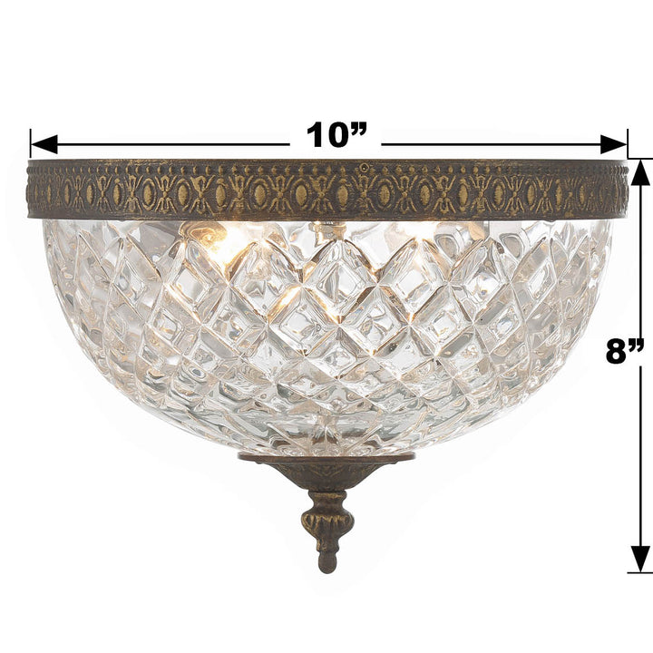 Crystorama Crystorama 2 Light English Bronze Crystal Flush Mount