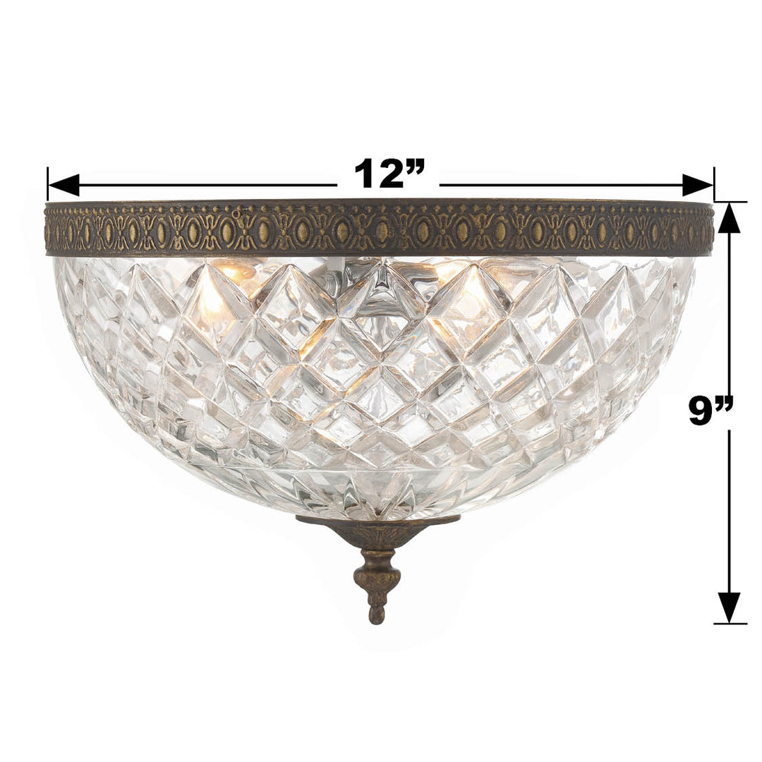 Crystorama Crystorama 3 Light English Bronze Crystal Flush Mount