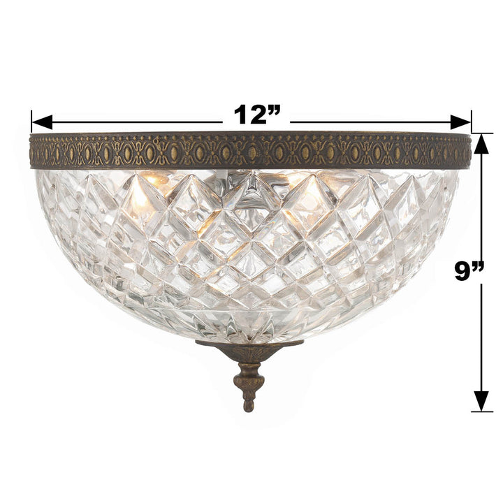 Crystorama Crystorama 3 Light English Bronze Crystal Flush Mount