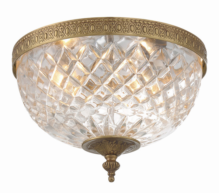 Crystorama 3 Light English Bronze Crystal Flush Mount