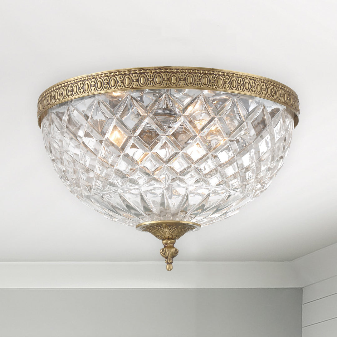 Crystorama Crystorama 3 Light English Bronze Crystal Flush Mount