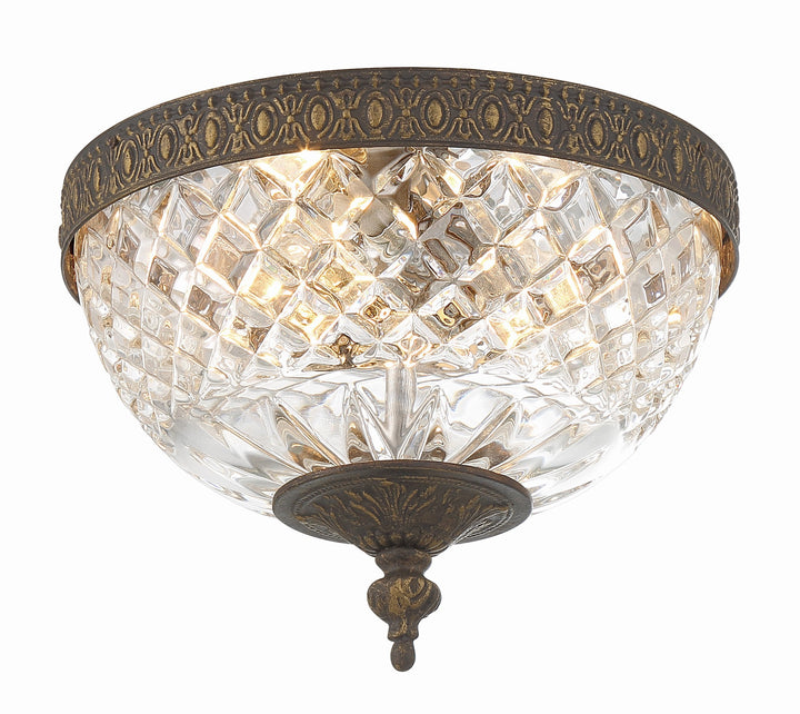 Crystorama 2 Light English Bronze Crystal Flush Mount