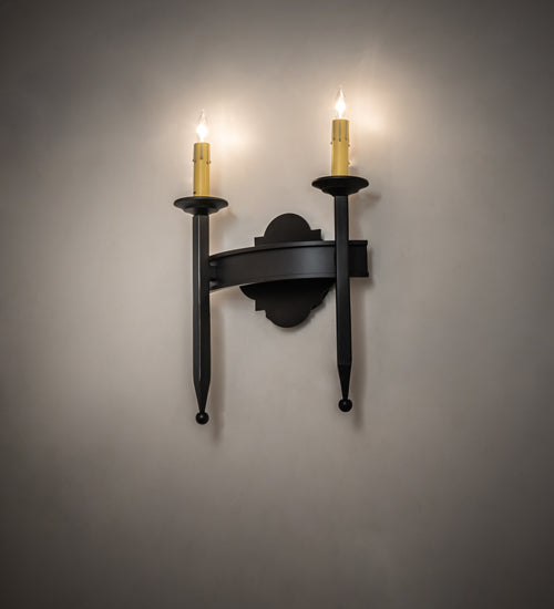 12" Wide Fascia 2 Light Wall Sconce