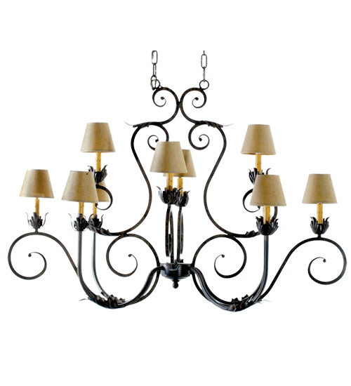 48" Long Claire 10 Light Oblong Chandelier