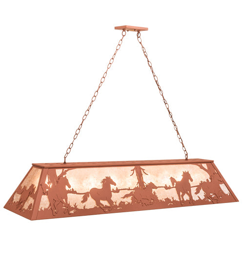 61" Long Running Horses Oblong Pendant