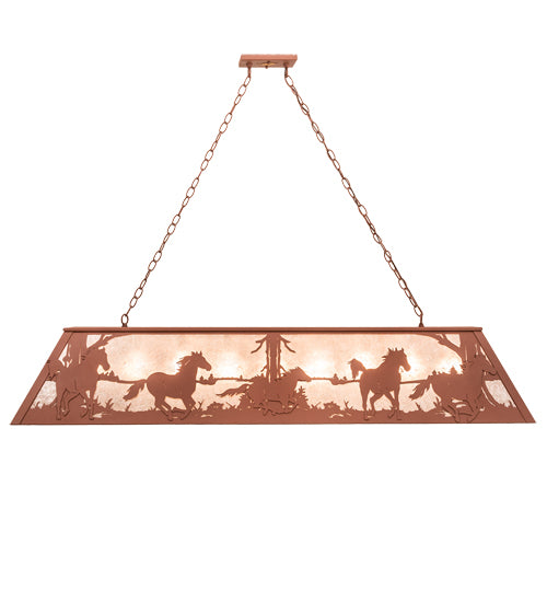 61" Long Running Horses Oblong Pendant