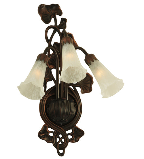 10.5"W White Pond Lily 3 Lt Wall Sconce