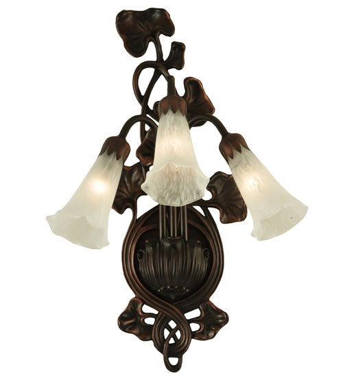 10.5"W White Pond Lily 3 Lt Wall Sconce