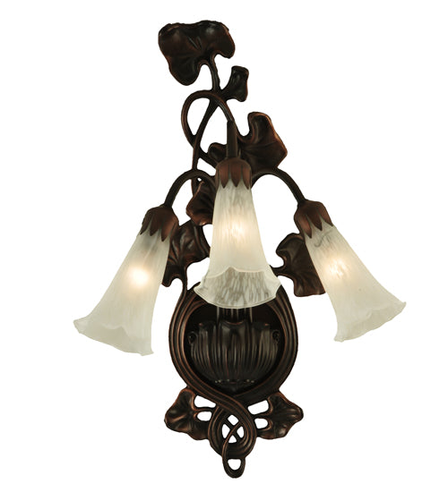 10.5"W White Pond Lily 3 Lt Wall Sconce