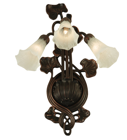 10.5"W White Pond Lily 3 Lt Wall Sconce