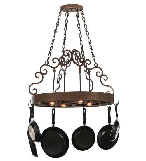 34" Wide Dior 4 Light Pot Rack