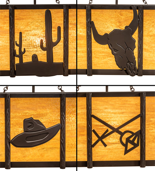 48" Wide Southwest Cactus, Longhorn & Hat Semi-Flushmount