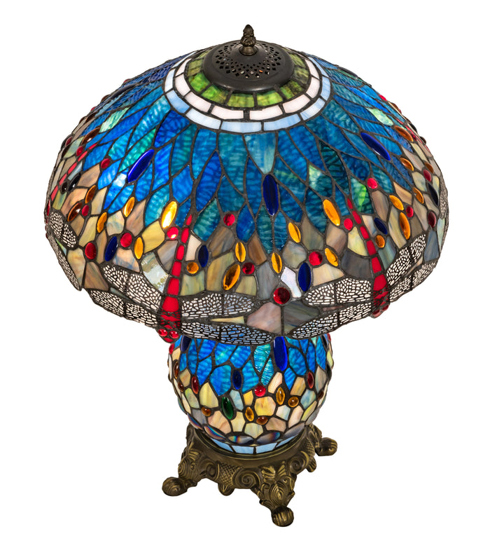 25" High Tiffany Hanginghead Dragonfly Table Lamp