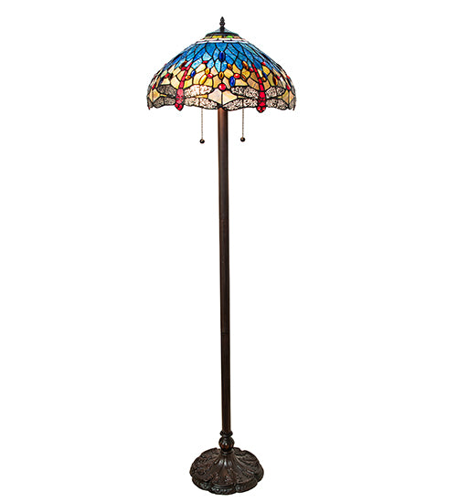 61" High Tiffany Hanginghead Dragonfly Floor Lamp