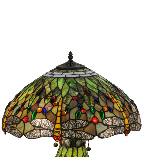 25"H Tiffany Hanginghead Dragonfly Lighted Base Table Lamp