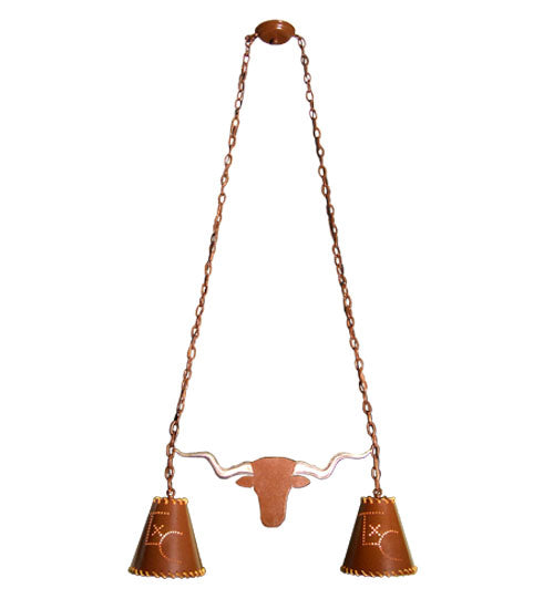 32" Long Texas Longhorn 2 Light Island Pendant