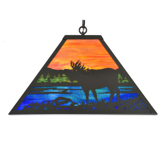 24"Sq Moose At Lake Pendant