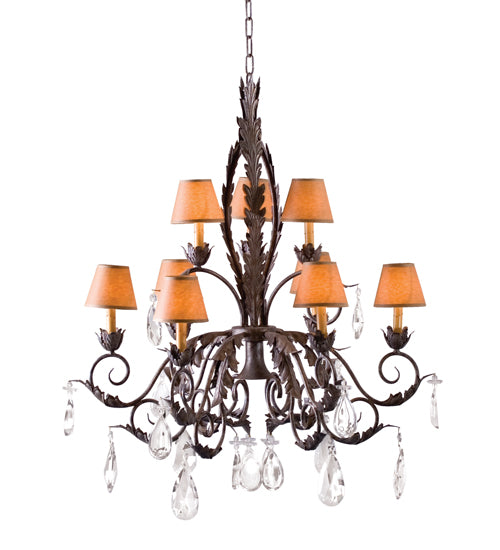 36" Wide Country French 10 Light Two Tier Chandelier