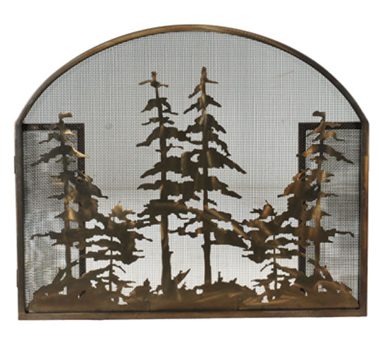 50" Wide X 30" High Tall Pines Arched Fireplace Screen