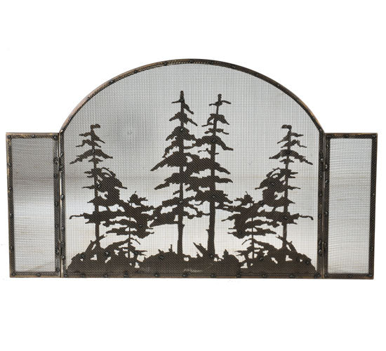 50" Wide X 30" High Tall Pines Arched Fireplace Screen