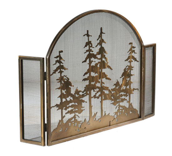 50" Wide X 30" High Tall Pines Arched Fireplace Screen