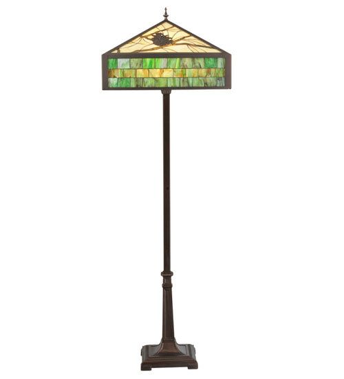 64.5"H Green Pine Branch Mission Floor Lamp