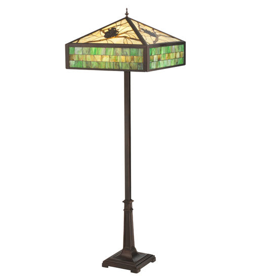 64.5"H Green Pine Branch Mission Floor Lamp