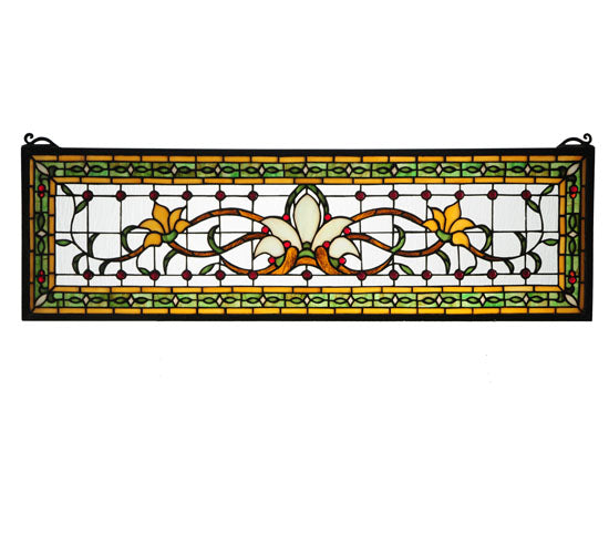 33"W X 10"H Fairytale Transom Stained Glass Window