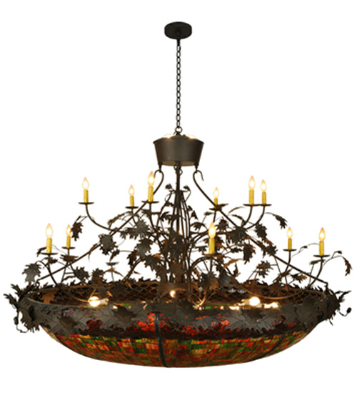 72" Wide Greenbriar Oak 12 Arm Chandelier