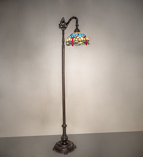 60.5"H Tiffany Hanginghead Dragonfly Bridge Arm Floor Lamp