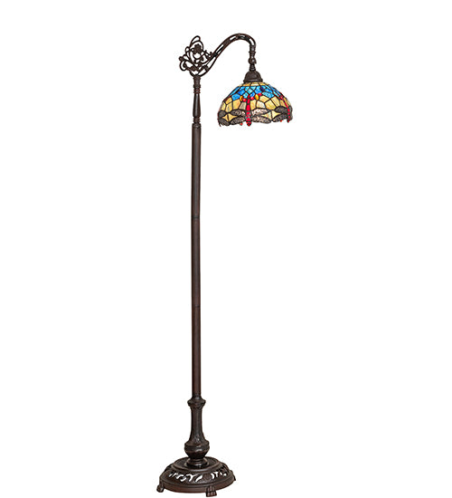 60.5"H Tiffany Hanginghead Dragonfly Bridge Arm Floor Lamp