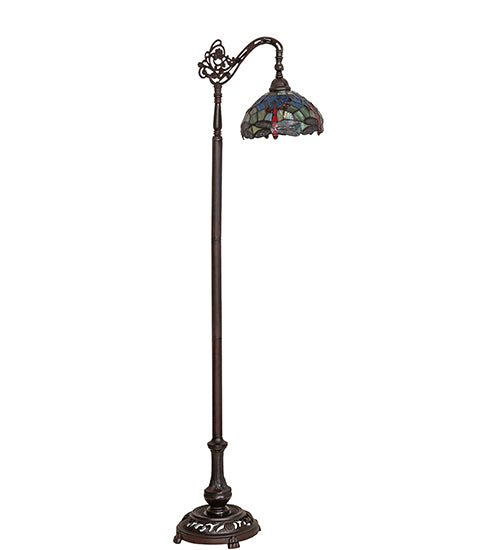 60.5"H Tiffany Hanginghead Dragonfly Bridge Arm Floor Lamp