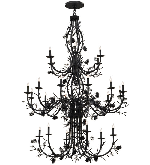 60"W Pinecone 24 Lt Chandelier