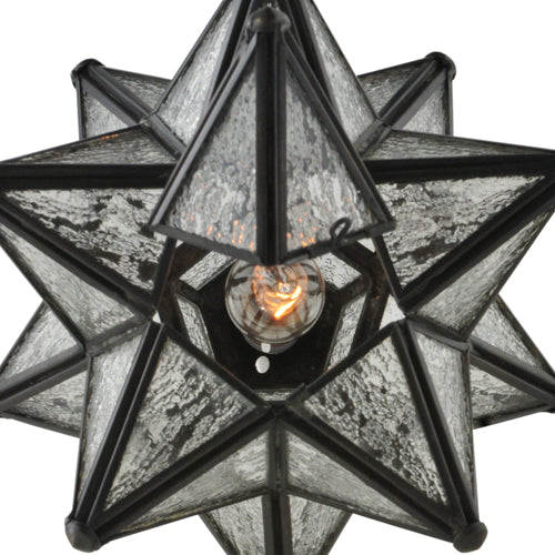 9"W Moravian Star Clear Seeded Curved Arm Wall Sconce