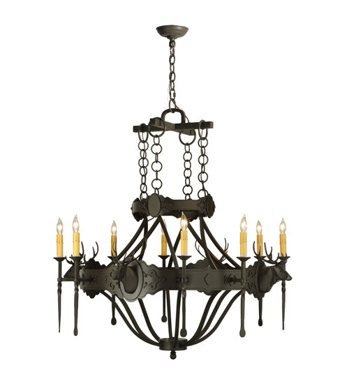 40"W Stag 8 Lt Chandelier