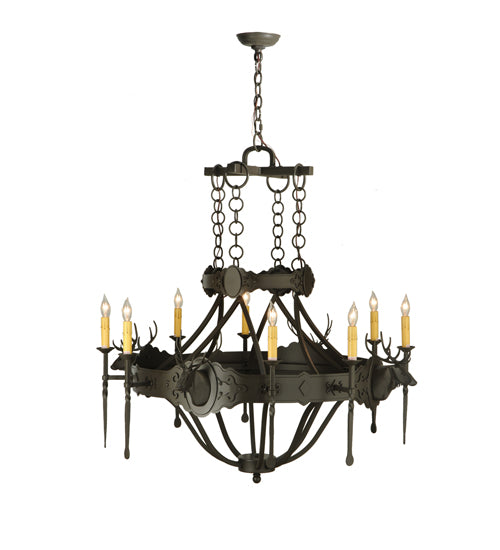 40"W Stag 8 Lt Chandelier