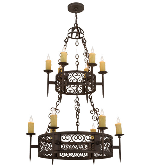 36"W Toscano 12 Lt Two Tier Chandelier