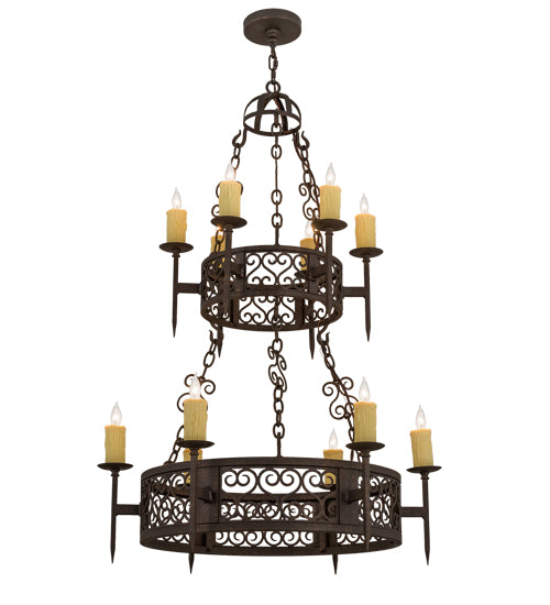 36"W Toscano 12 Lt Two Tier Chandelier