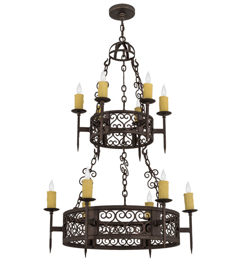 36"W Toscano 12 Lt Two Tier Chandelier