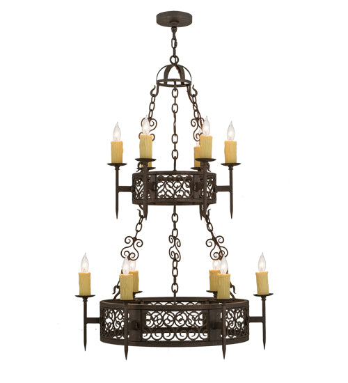 36"W Toscano 12 Lt Two Tier Chandelier