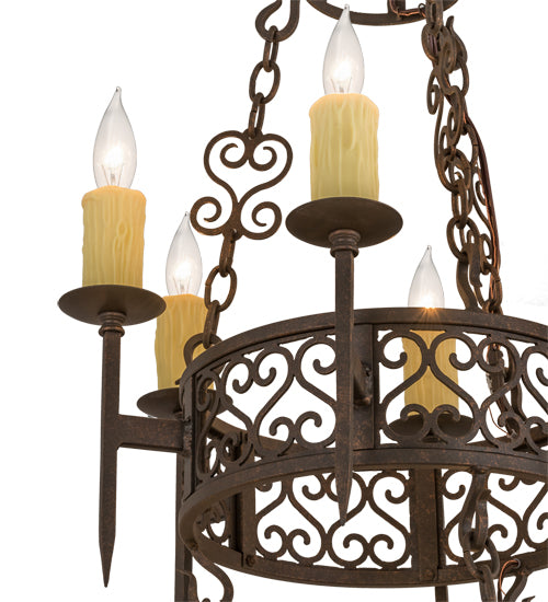 36"W Toscano 12 Lt Two Tier Chandelier