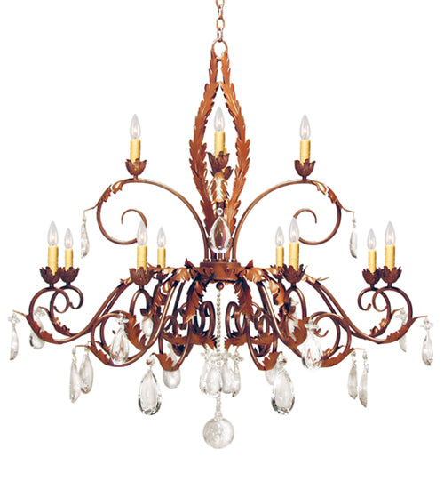 48" Wide Country French 12 Light Two Tier Chandelier