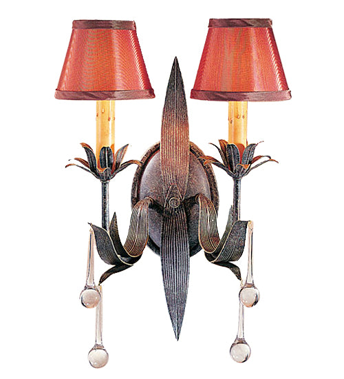 13" Wide Slenderleaf 2 Light Wall Sconce