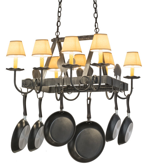 27" Long Barn Animals 8 Light Pot Rack