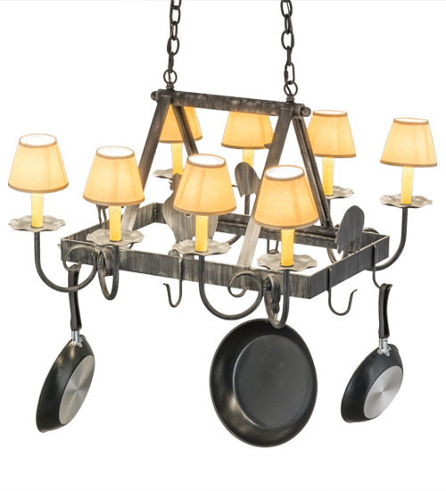 27" Long Barn Animals 8 Light Pot Rack